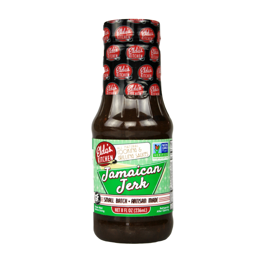 Product image: Elda's Kitchen Jamaican Jerk sauce bottle.