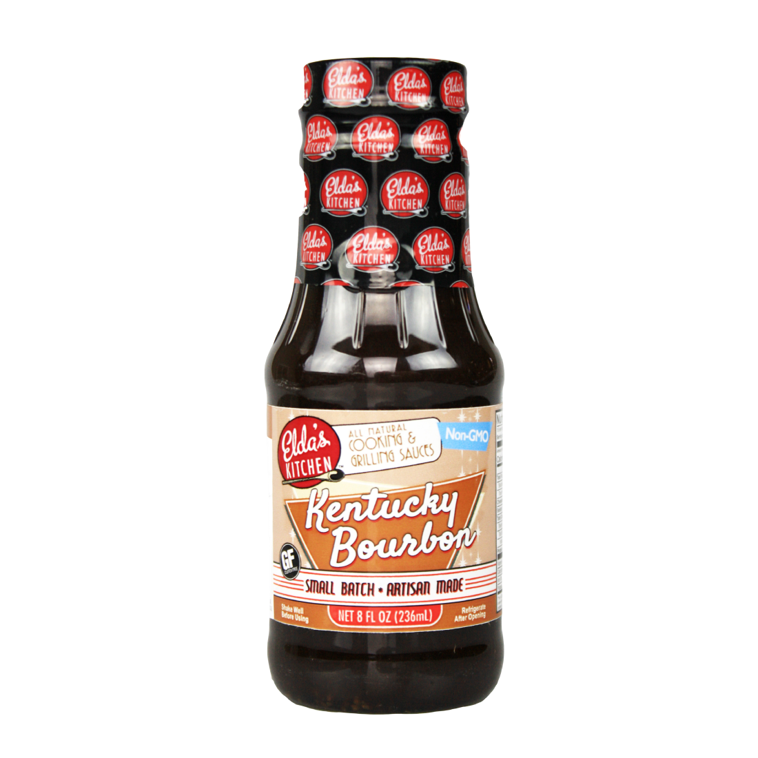 Product Image: Elda's Kitchen Kentucky Bourbon sauce bottle.